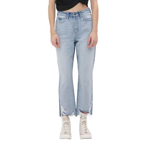 Women's Mica Denim Color Block Relaxed Fit Straight Jeans