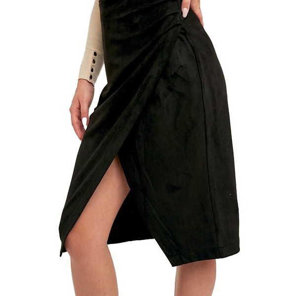 Women's Hem & Thread Pleated Wrap Suede Skirt product image