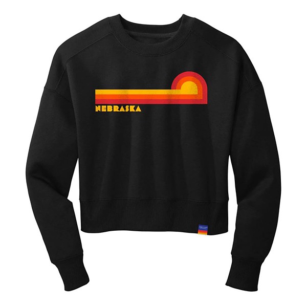 Women's Cows X Cacti Nebraska Sunset Cropped Crewneck Sweatshirt product image