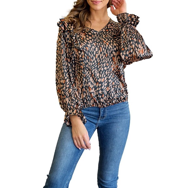 Women's Hailey & Co Plus V Neck Ruffle Blouse product image