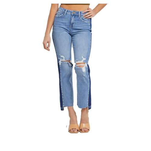Women's Mica Denim Colorblock Relaxed Fit Straight Jeans