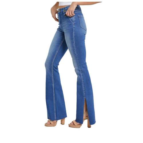 Women's Mica Denim Side Slit Relaxed Fit Flare Jeans