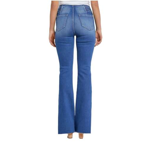 Women's Mica Denim Side Slit Relaxed Fit Flare Jeans