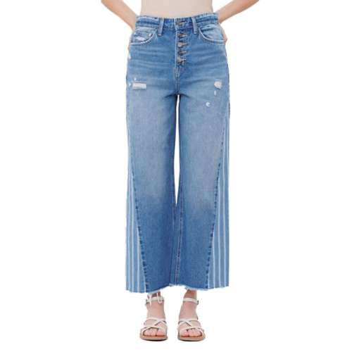Women's Mica Denim Stripe Loose Fit Wide Leg Jeans