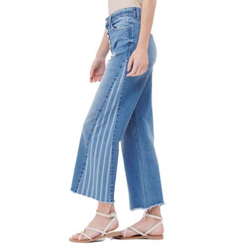 Women's Mica Denim Stripe Loose Fit Wide Leg Jeans