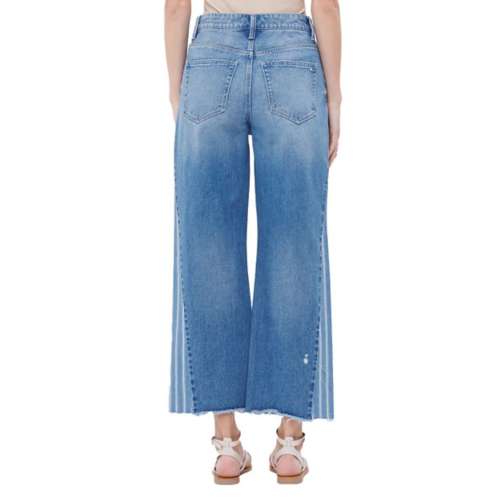 Women's Mica Denim Stripe Loose Fit Wide Leg Jeans