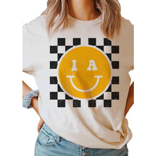 Women's A. Blush Hawkeyes Happy Face T-Shirt