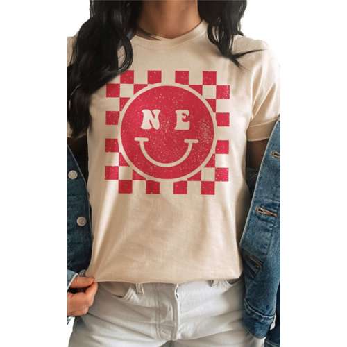 Women's A. Blush Cornhuskers Happy Face T-Shirt