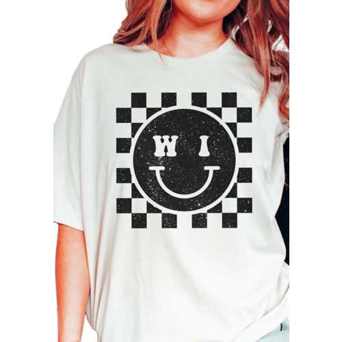 Women's A. Blush Wisconsin Happy Face T-Shirt