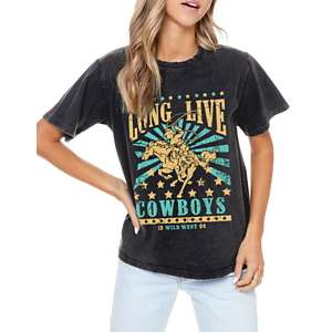 Wrangler Mens Steer Cowboyboys T-Shirt Jet Black Size L