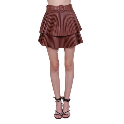 Women's Fore Tiered Leather Skirt