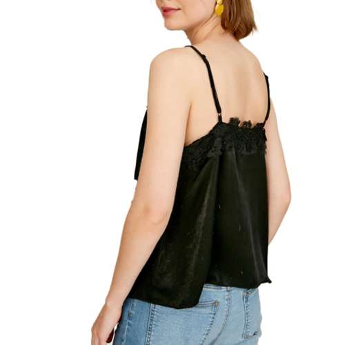 Women's Listicle Silk With Lace Tank Top