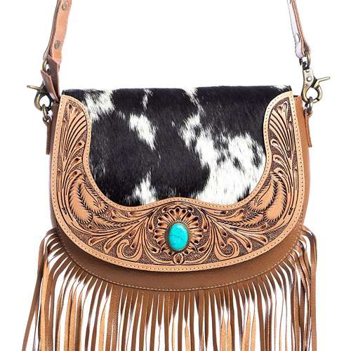 Myra Genuine Hand Tooled Leather sale Country Western Southern Crossbody Tote Bag