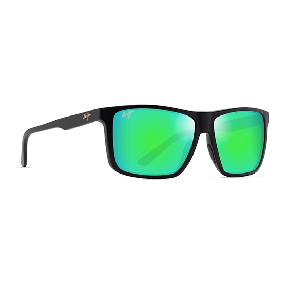 Photos - Sunglasses Men's Maui Jim Mamalu Bay Polarized  Matte Black/MAUIGreen Matte Black/MAUIGreen 60342907551
