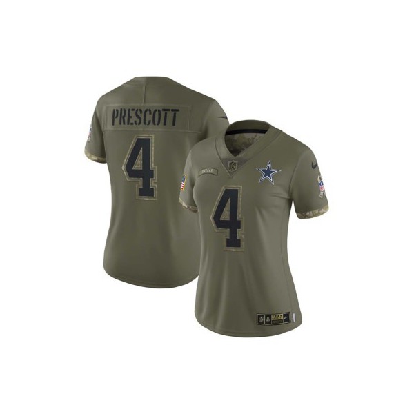 Nike Women's Dallas Cowboys Dak Prescott #4 2022 Salute To Service Jersey product image