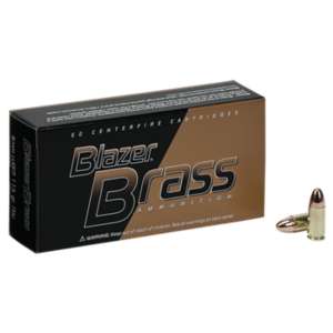 Blazer Brass FMJ Pistol Ammunition 100 Round Box