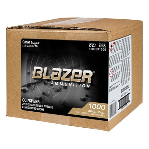 Blazer Ammunition CCI Blazer Brass FMJ 1000 Round Box 9mm Handgun Ammunition 1000 ct.