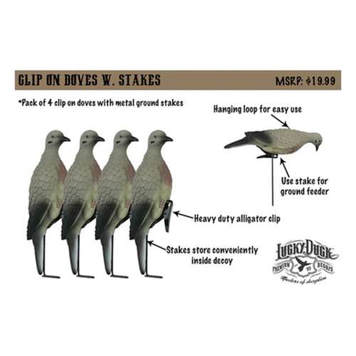 Lucky Duck Clip On Dove Decoys 4 Pack