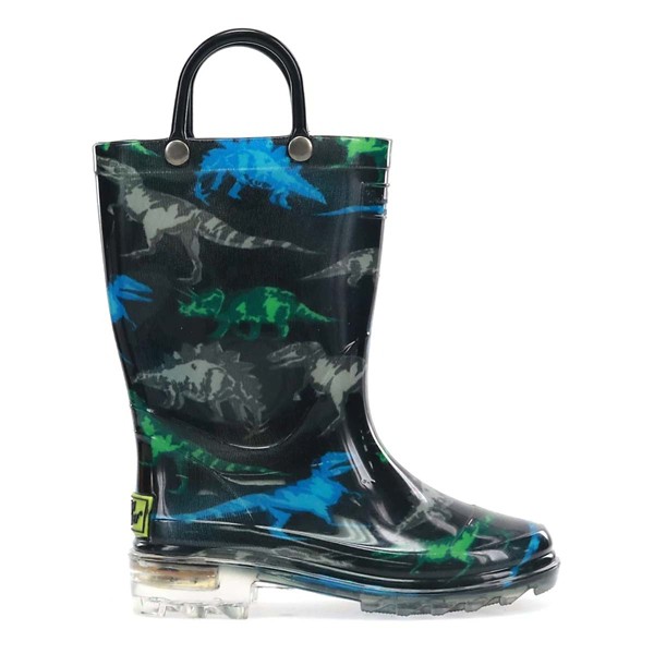 Western Chief Dino Friends Lighted Rain Boots Toddler 8T Black