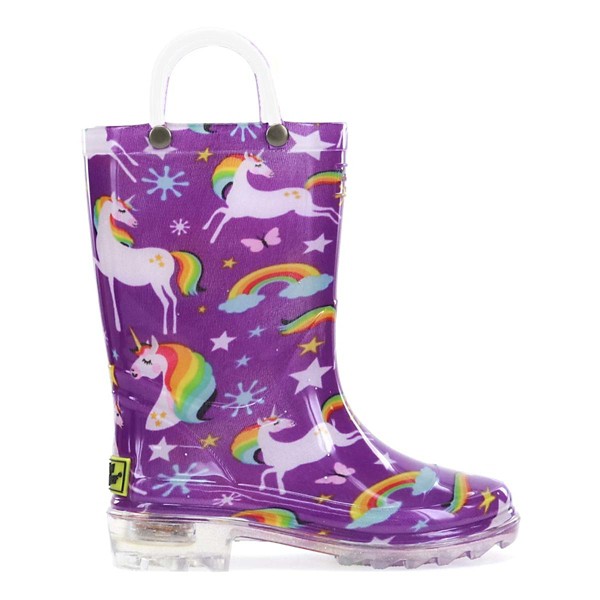 Girls’ Western Chief Rainbow Unicorn Lighted Rain Boots 8 Purple