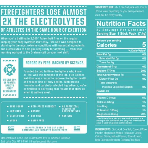 Fire Salt Zero Sugar Electrolyte - 32 Pack