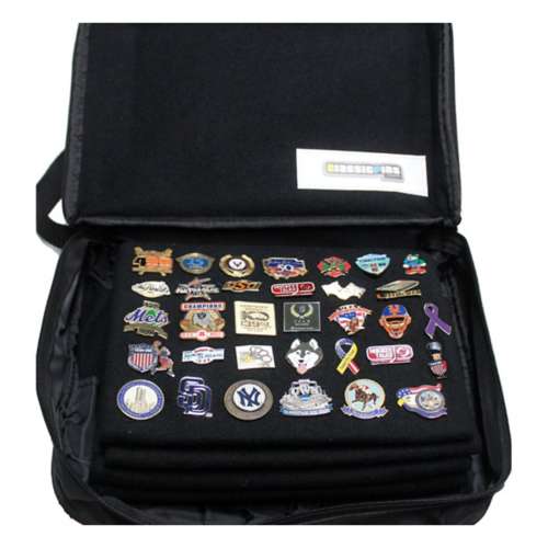 Extra Large Collector Lapel Pin Bag - 5 Page Black w/ Black Piping