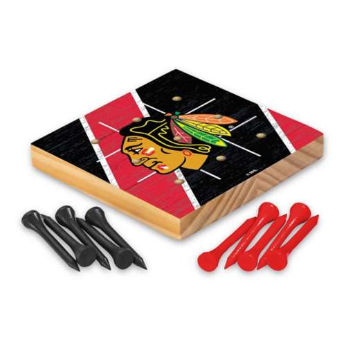Rico Industries Chicago Blackhawks Wooden Travel Sized Tic Tac Toe Game