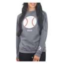 Women's Baseballism Stitched Heart Seams Baseball Neck Crewneck Sweatshirt