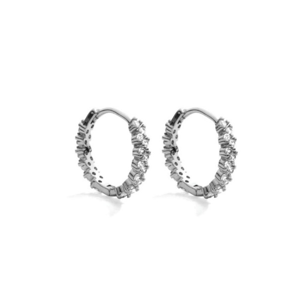 Women's Splendid Iris Detailed Pave Huggie Earrings product image