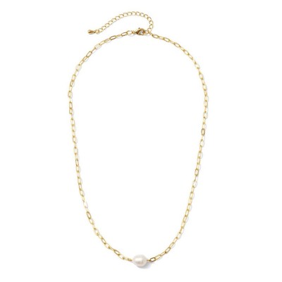 Splendid Iris Pearl Paperclip Chain Necklace