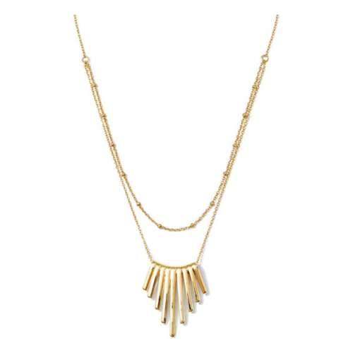Splendid Iris Gold Pated Double Strand Pronged Charm Necklace