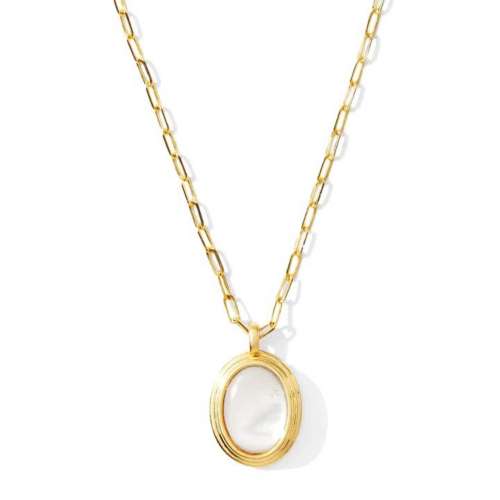 Splendid Iris Bold Mother of Pearl Pendant Necklace