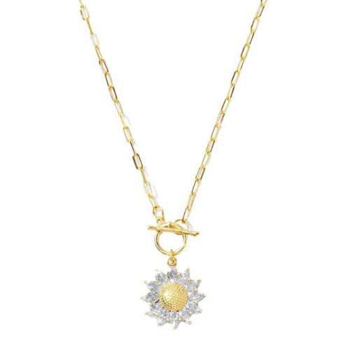 Splendid Iris Sunflower Toggle Pendant Necklace