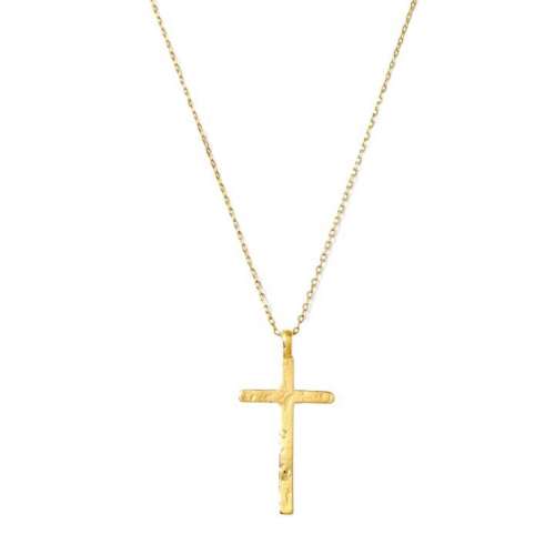 Splendid Iris Gilded Cross Pendant Necklace