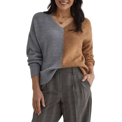 Women's Tribal Color Block V-Neck long-sleeved pullover Sweater