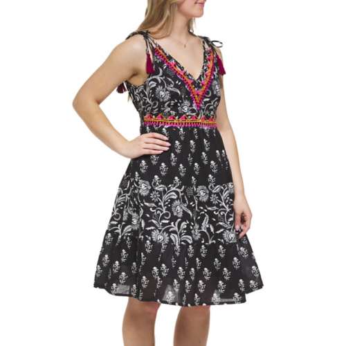 Women's Tribal Embroidered Tiered  Dress
