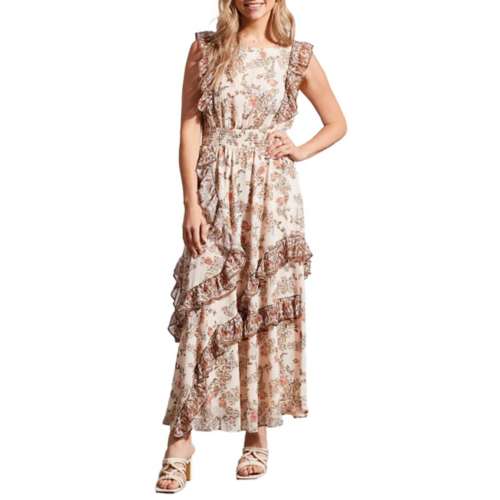 Women's Tribal Multi Frill Floral Midi Dress