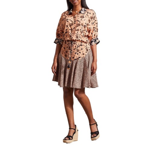 Women's Tribal Drawcord Waist Shirt Dress