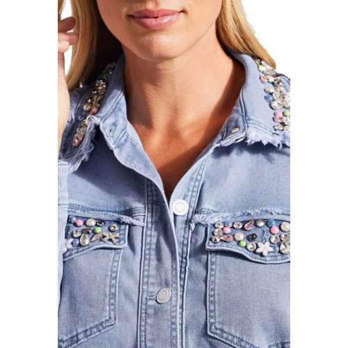 Women's Tribal Denim With Deaded Accents Shacket