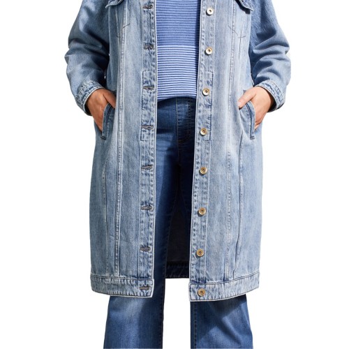 Denim duster coat plus size best sale