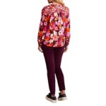 Women's Tribal Plus Size Combo Print Long Sleeve V-Neck Blouse - Thumbnail 3 of 3
