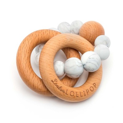 Loulou Lollipop Bubble Silicone and Wood Rattle
