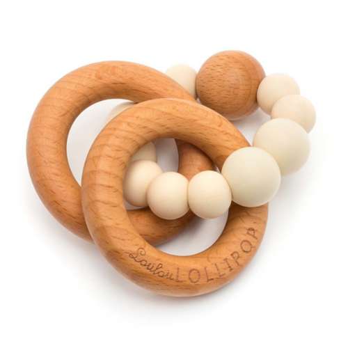 Loulou Lollipop Bubble Silicone and Wood Rattle