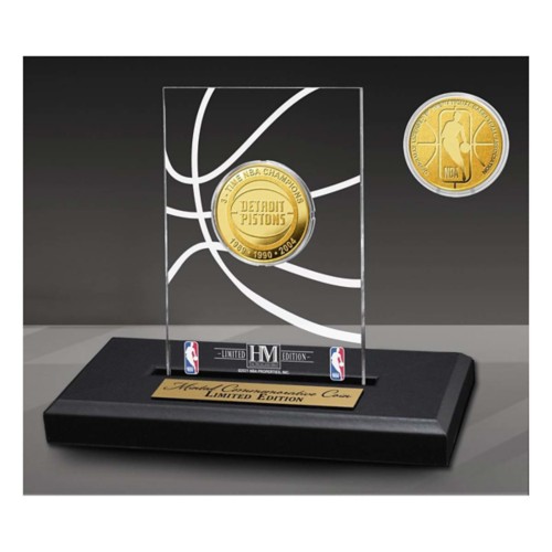 Detroit Pistons 3-Time Gold Coin Acrylic Desk Top - Primary Image