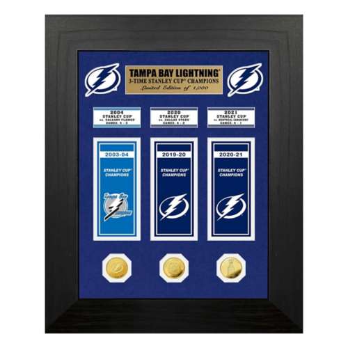 Tampa Bay Lightning 3-Time Stanley Cup Champions Deluxe Banner and Gold Coin Collection