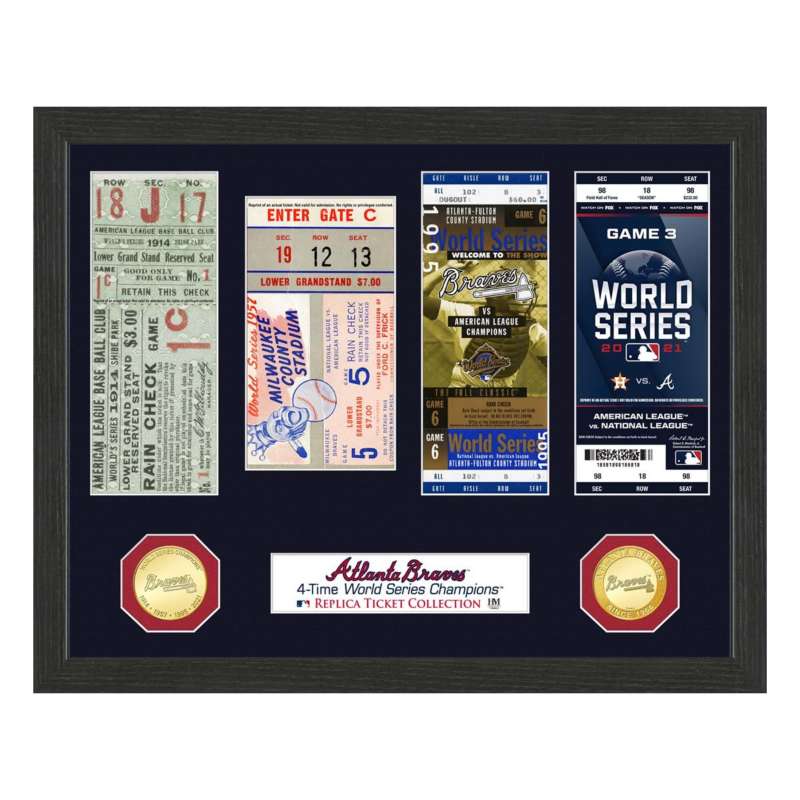 Atlanta Braves 4-Time World Series Champions 12 x 15 Ticket Collection