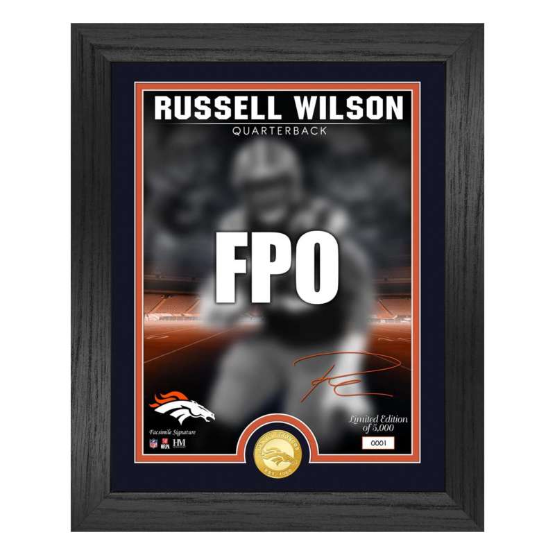 Russell Wilson Denver Broncos Signature Bronze Coin Photo Mint