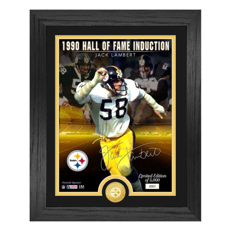 Jack Lambert Steelers Hall of Fame Induction Bronze Coin Signature Photo Mint