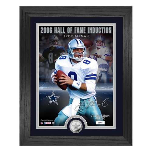 Troy Aikman Cowboys Hall of Fame Induction Silver Coin Signature Photo Mint