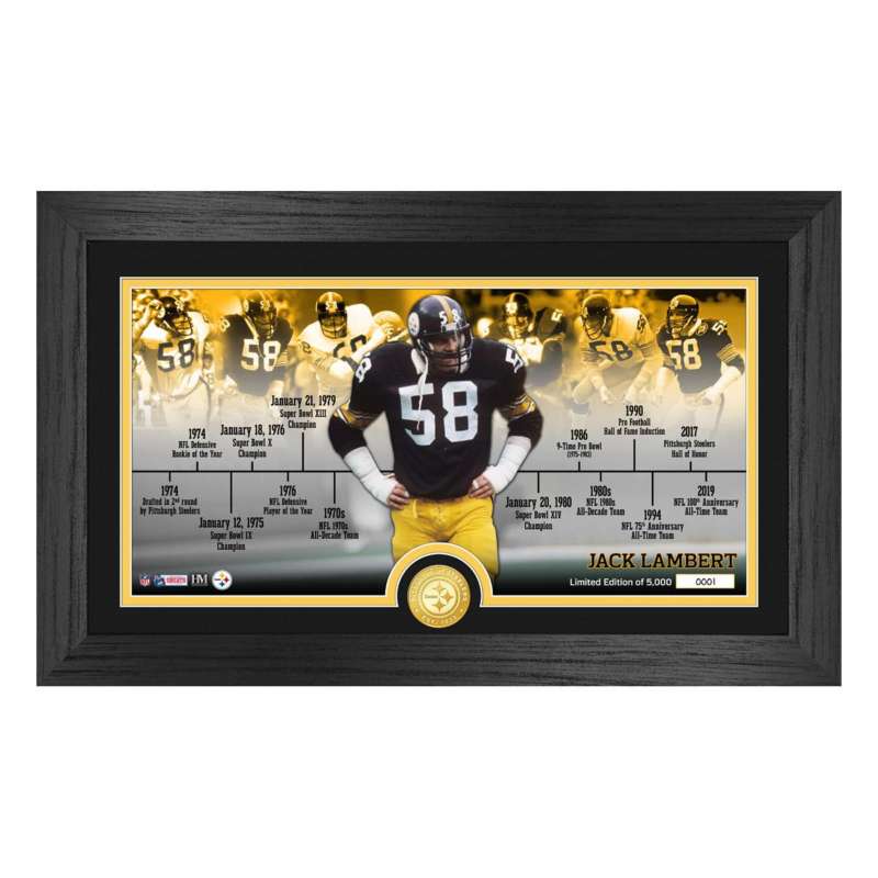 Jack Lambert Steelers Career Timeline Bronze Coin Pano Photo Mint